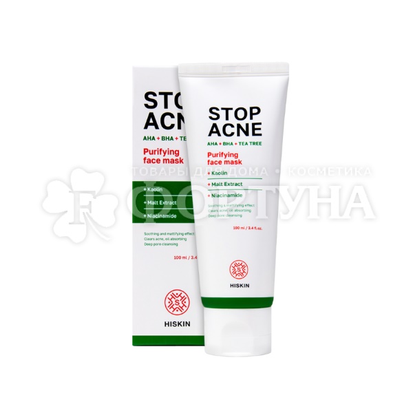 Маска для лица Hiskin Stop Acne 100 мл Очищающая  AHA + BHA + TEA TREE