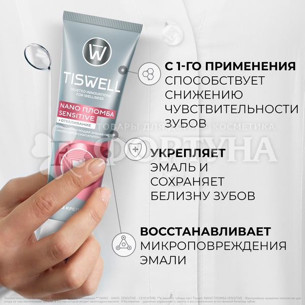 Зубная паста TISWELL 110 мл Nano пломба sensitive + отбеливание