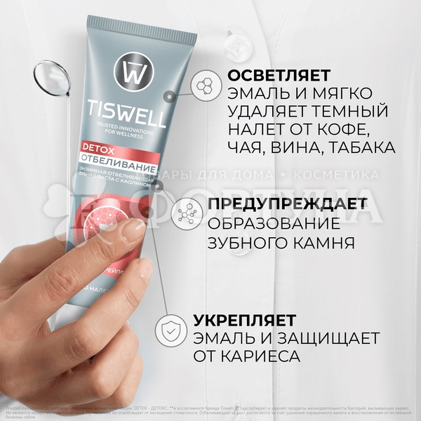 Зубная паста TISWELL 110 мл Detox отбеливание грейпфрут