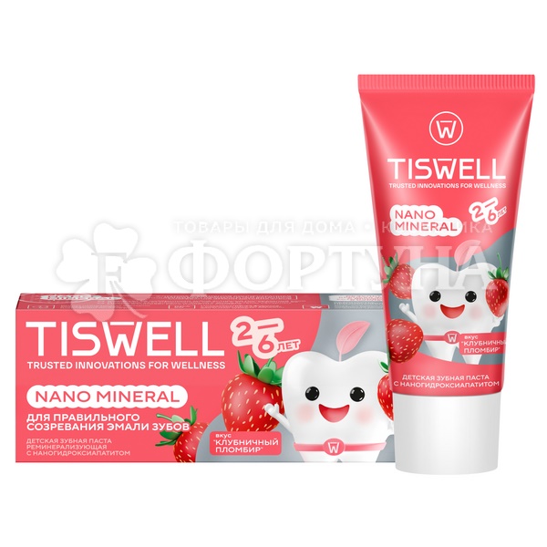 Зубная паста TISWELL 60 мл Детская 2+ Клубничный пломбир