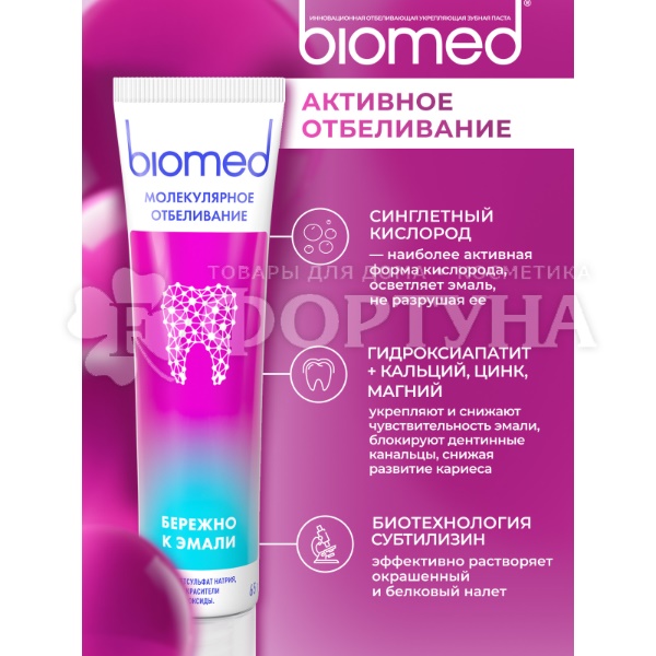 Зубная паста Biomed HEALTHYWHITE 65 мл Активное отбеливание