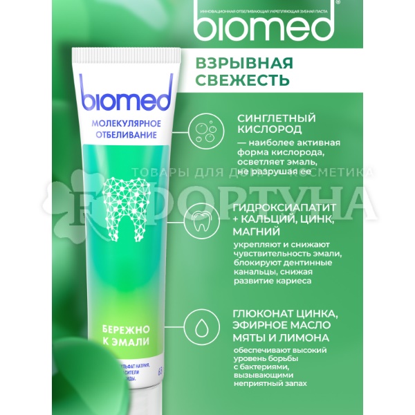Зубная паста Biomed HEALTHYWHITE 65 мл Взрывная свежесть
