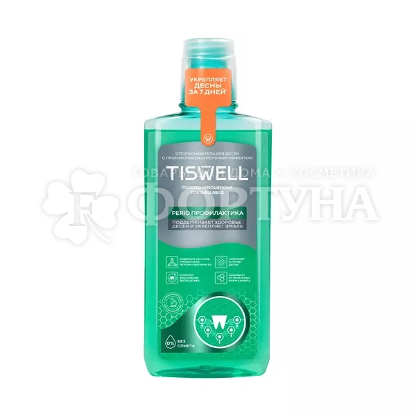 Ополаскиватель для полости рта TISWELL 500 мл Perio профилактика с троксерутином и гиалуроном