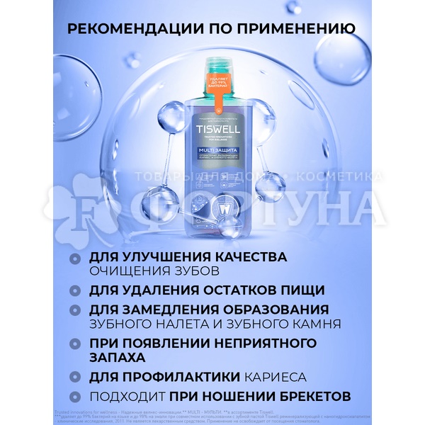 Ополаскиватель для полости рта TISWELL 500 мл Multi защитаот кариеса, налета, неприятного запаха и зубного камня