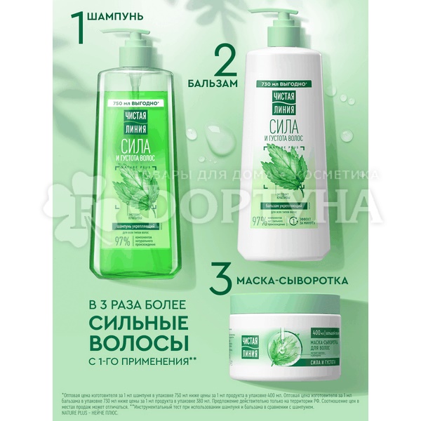 Бальзам-ополаскиватель для волос Чистая линия 730 мл Крапива