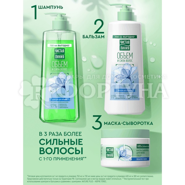 Бальзам-ополаскиватель для волос Чистая линия 730 мл Лен и пшеница
