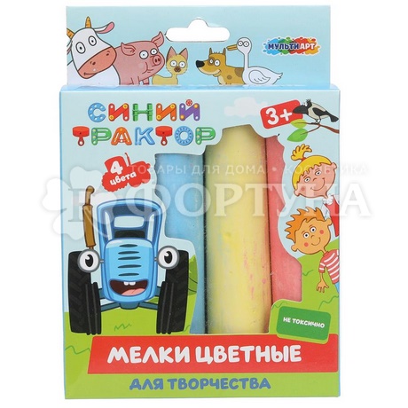Мелки для рисования Синий трактор 4 шт 100MEL4-STR-WOT