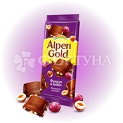 Шоколад Alpen Gold 80 г Фундук и изюм, молочный шоколад