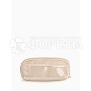 Косметичка с отделами женская бежевая 19*8см