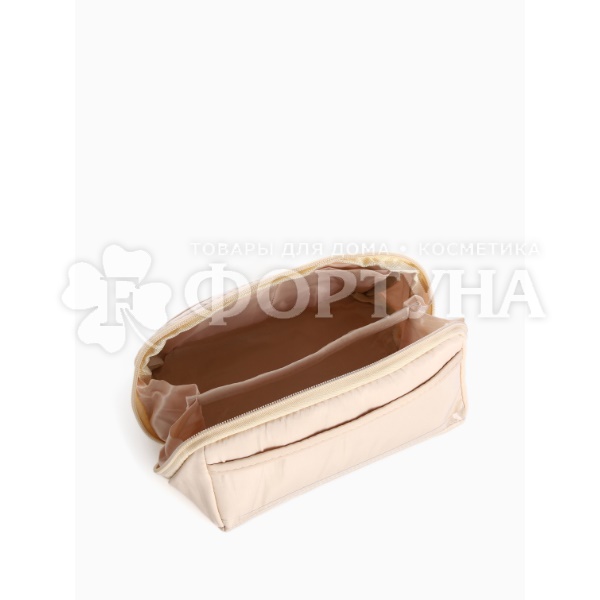 Косметичка с отделами женская бежевая 19*8см