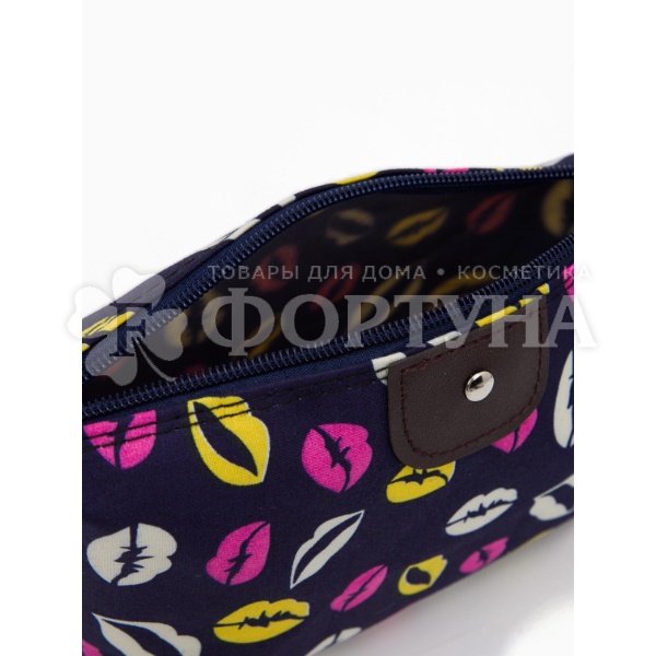 Косметичка с принтом синяя 20*12см