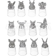 Набор стопок стеклянных Знаки зодиака 12 предметов серебро