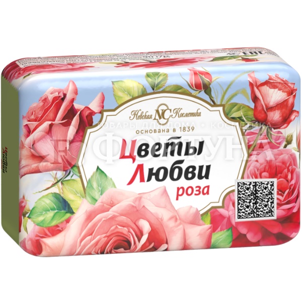 Туалетное мыло Нева 90 г Цветы любви Роза