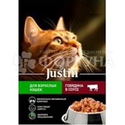 Корм для животных Justin 75 г с говядиной в соусе