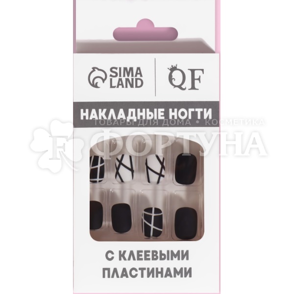 Ногти накладные Black 12шт Квадрат