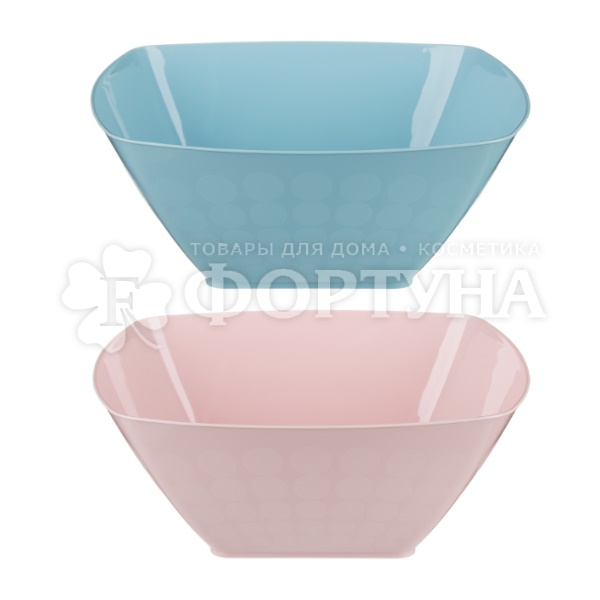 Салатник 2,0 л 22*22*9см пластик 2 цвета