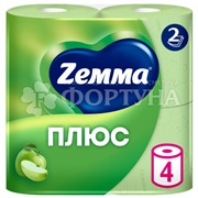 Туалетная бумага ZEMMA Plus 4 шт 2х-слойная Яблоко