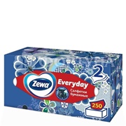 Салфетки бумажные Zewa 250 шт Евридей в коробке в ассортименте
