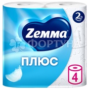 Туалетная бумага ZEMMA Plus 4 шт 2-х слойная Белая