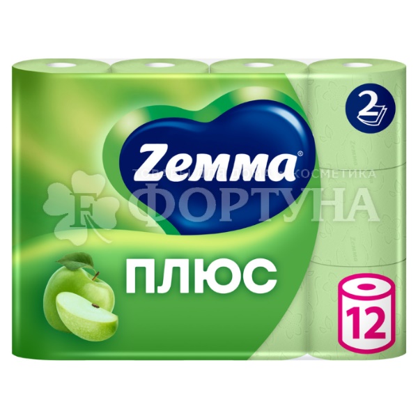 Туалетная бумага ZEMMA Plus 12 шт 2-х слойная Яблоко