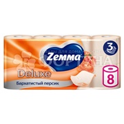 Туалетная бумага ZEMMA Deluxe 8 шт 3-х слойная Персик