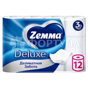 Туалетная бумага ZEMMA Deluxe 12 шт 3-х слойная Белая