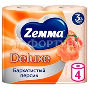 Туалетная бумага ZEMMA Deluxe 4 шт 3-х слойная Персик