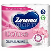 Туалетная бумага ZEMMA Deluxe 4 шт 3-х слойная Орхидея