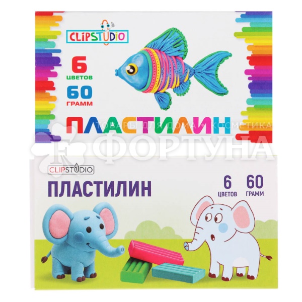 Пластилин ClipStudio 60 г 6 цветов