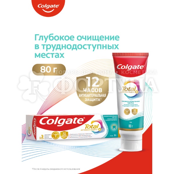 Зубная паста Colgate Total 12 Pro 80 г Гелевая чистка