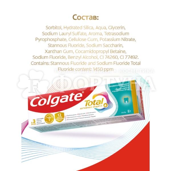 Зубная паста Colgate Total 12 Pro 80 г Гелевая чистка