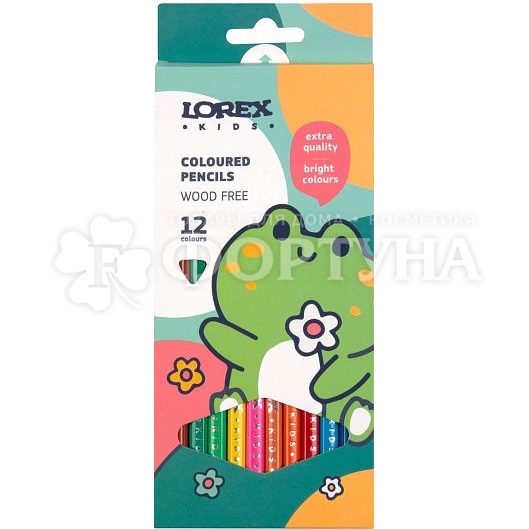 Карандаши цветные LOREX KIDS  12 цветов,трехгр,пластик