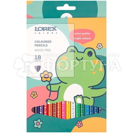 Карандаши цветные LOREX KIDS 18 цветов,трехгр,пластик
