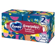 Салфетки бумажные ZEMMA 250 шт Евридей в коробке