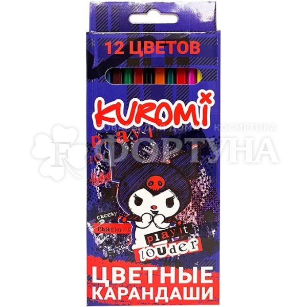 Карандаши цветные Kuromi 12цв. пласт. шестигран. 74721