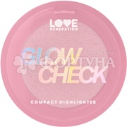 Хайлайтер Love Generation Glow Check компактный для лица, тон 01 зелено-голубой