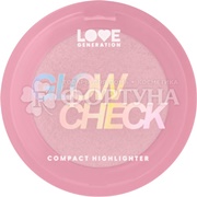 Хайлайтер Love Generation Glow Check компактный для лица, тон 02 платиновый