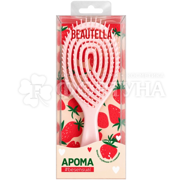 Расческа Beautella АРОМА для волос массажная Клубниа со сливками 22,8см