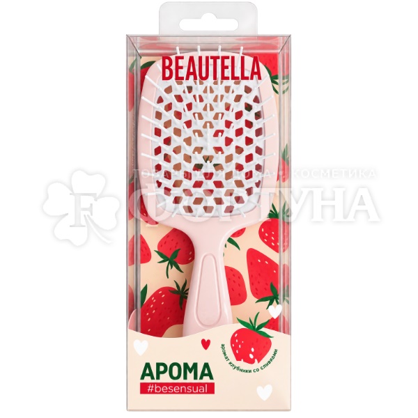 Расческа Beautella АРОМА для волос массажная Клубника со сливками