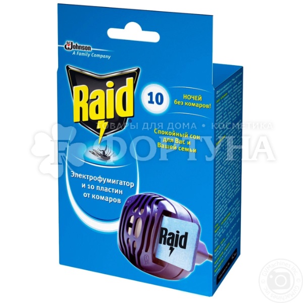 Фумигатор Raid  + 10 пластин от комаров