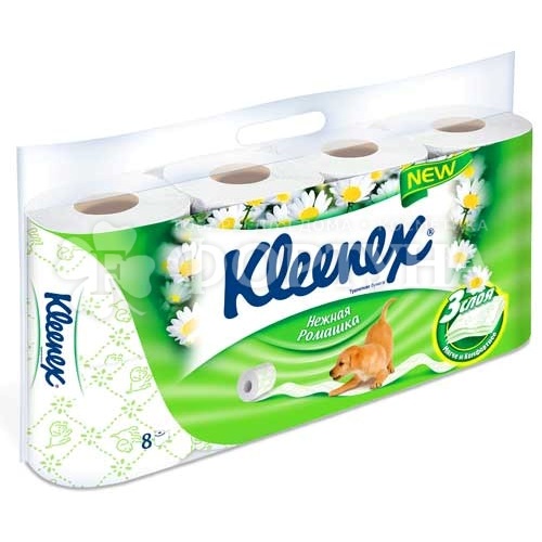 Туалетная бумага Kleenex 8 шт Ароматизированная Ромашка 3х-слойная