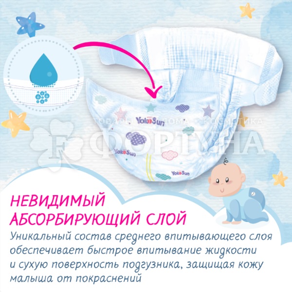 Подгузники Yokosun 22 шт M (5-10кг)