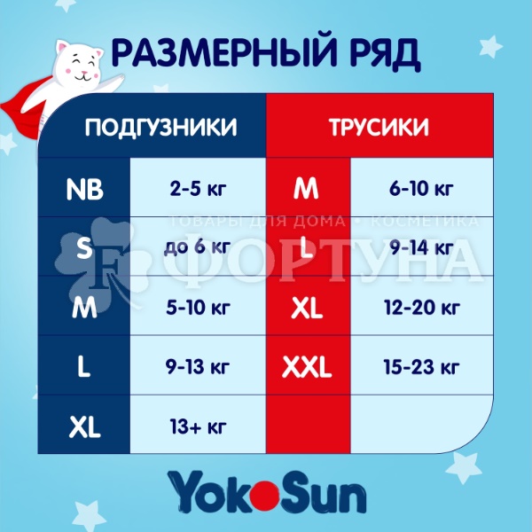 Подгузники Yokosun 54 шт L (9-13кг)