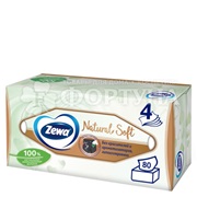 Салфетки бумажные Zewa 80 шт Natural Soft в коробке
