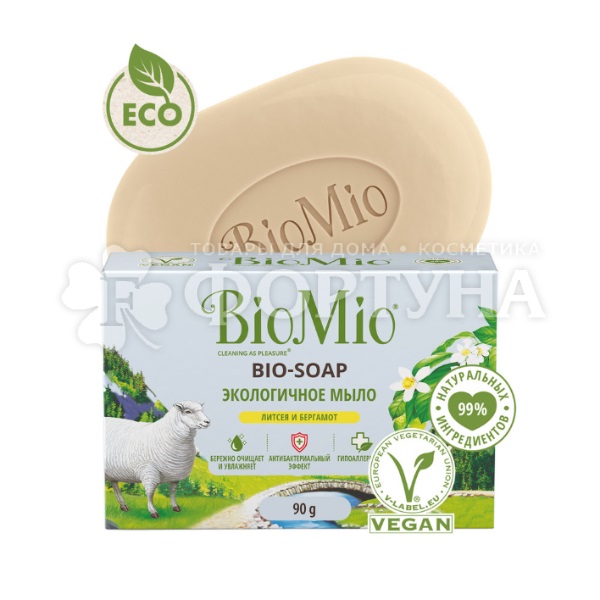 Туалетное мыло BioMio 90 г Листея и бергамот