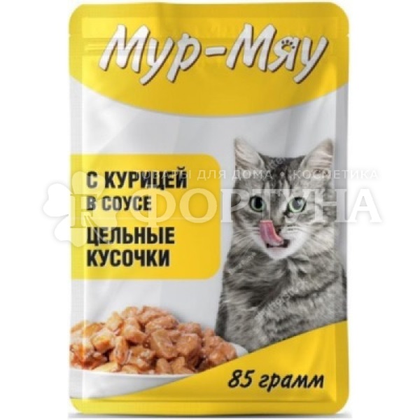 Корм для животных Мур-Мяу 85 г с курицей в соусе