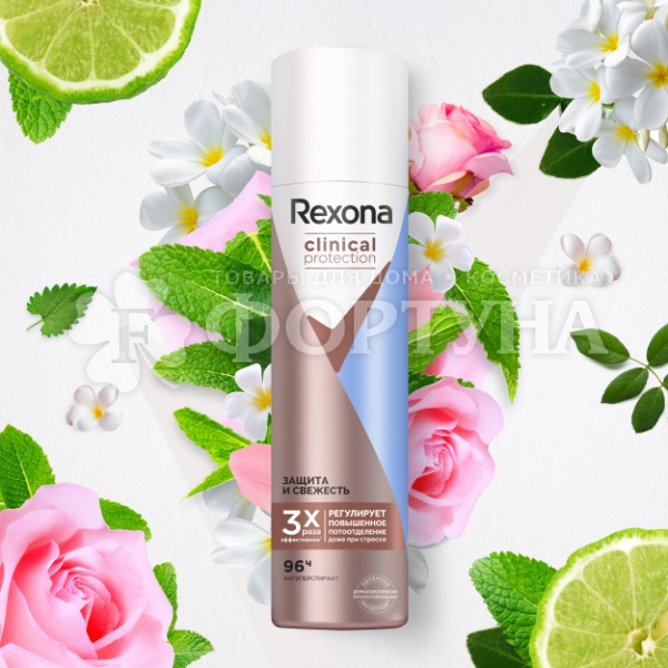 Дезодорант аэрозольный Rexona Clinical Protection 150 мл Защита и свежесть