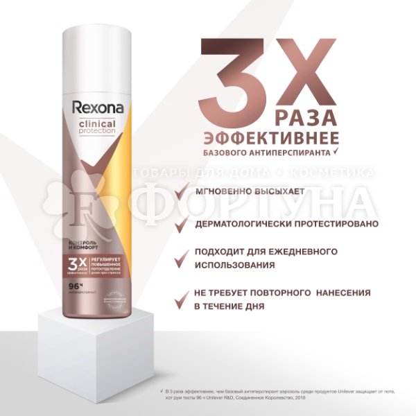 Дезодорант аэрозольный Rexona Clinical Protection 150 мл Контроль и комфорт