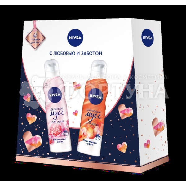 Набор Nivea Муссовый коктель (Шелковый мусс для душа «Малиновый смузи» + Шелковый мусс для душа «Персиковое суфл