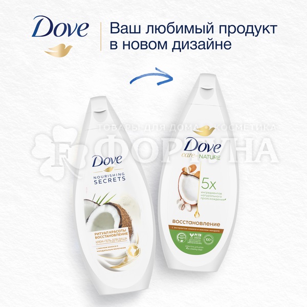 Крем-гель для душа Dove 250 мл Кокос и миндальное молочко